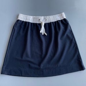 The LOFT Navy A-line Terry Mini Skirt w/White Elastic Drawstring Waist - size S